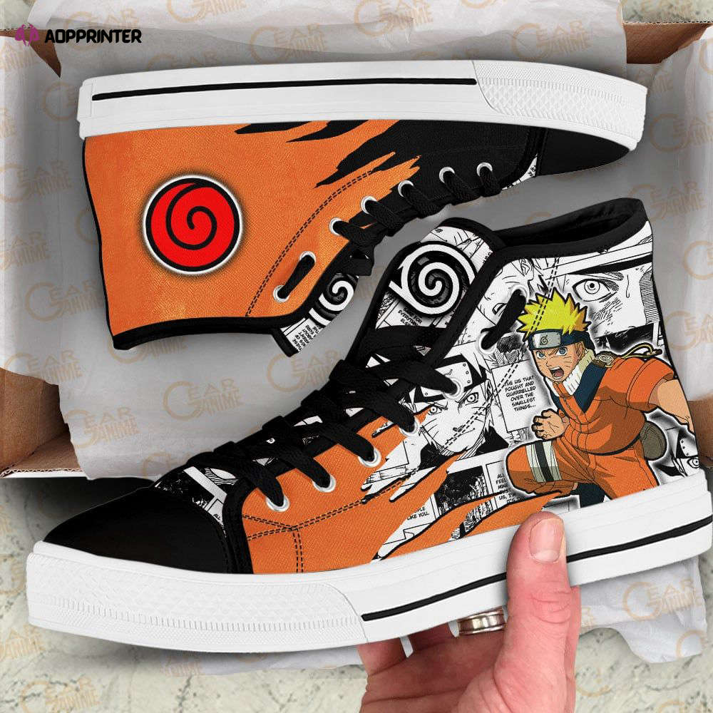 Uzumaki Naruto Mix Manga Style High Top Shoes Custom Naruto Anime For Fans