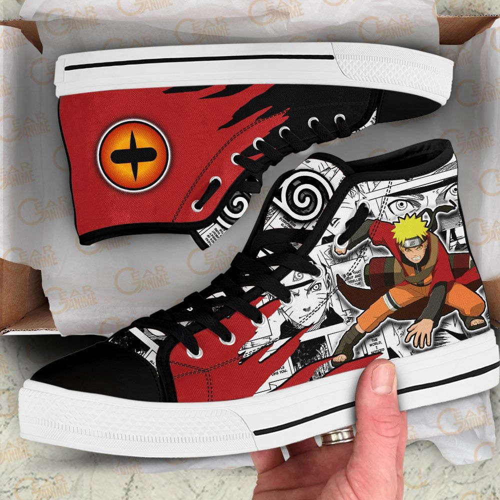 Uzumaki Naruto Sage Mix Manga Style High Top Shoes Custom Naruto Anime For Fans