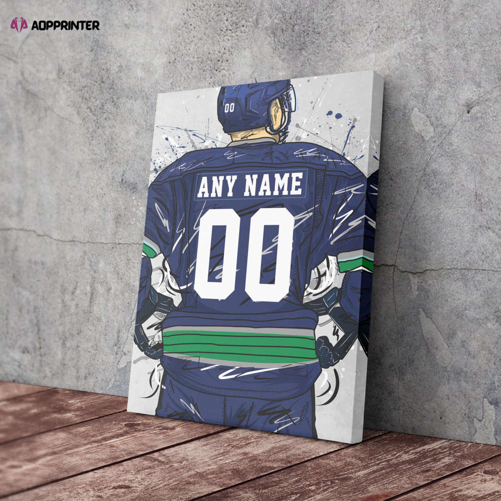 Vancouver Canucks Jersey NHL Personalized Jersey Custom Name and Number Canvas Wall Art Home Decor