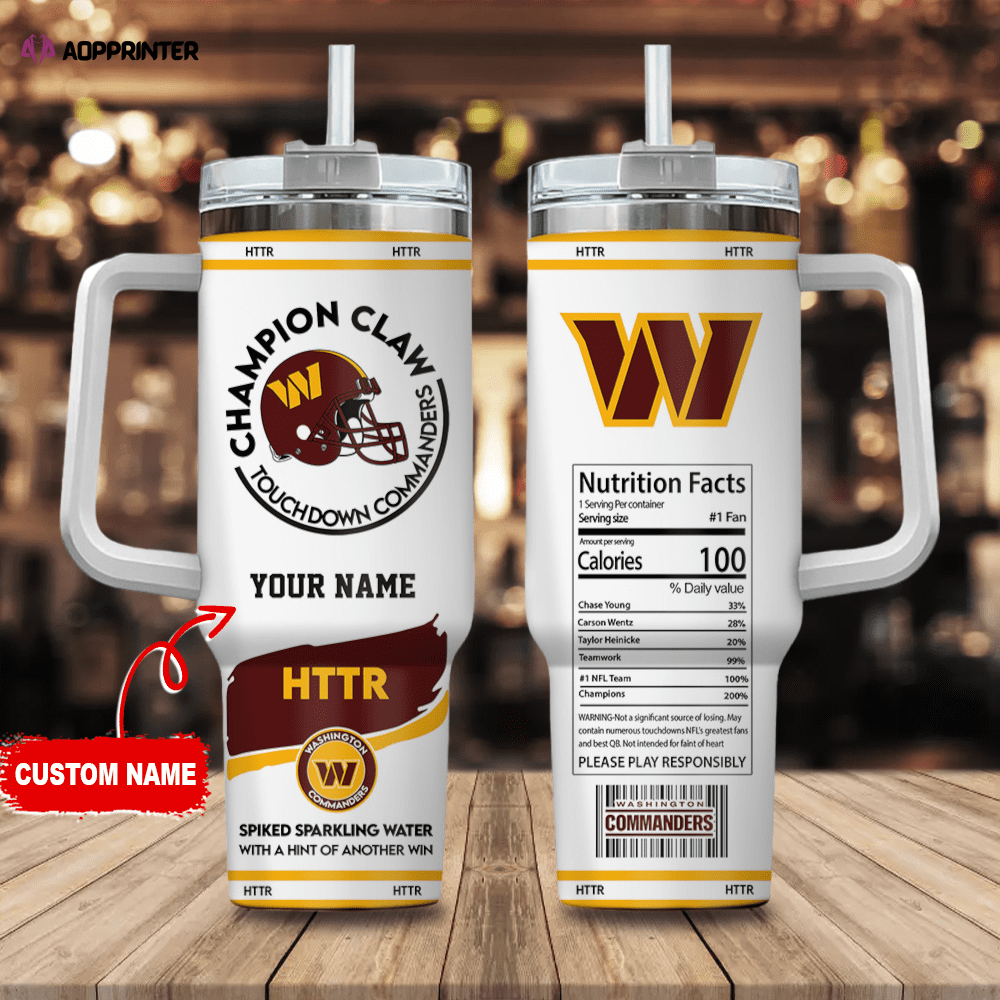 Washington Commanders Champion Claw NFL Personalized Stanley Tumbler 40Oz Gift for Fans