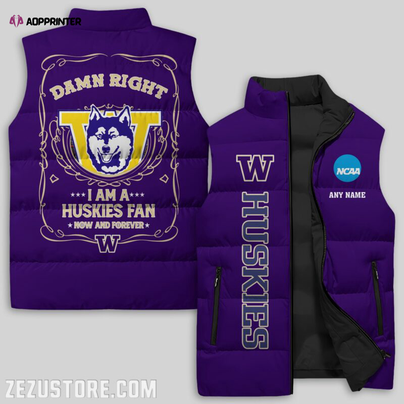 Washington Huskies NCAA Sleeveless Puffer Jacket Custom For Fans Gifts