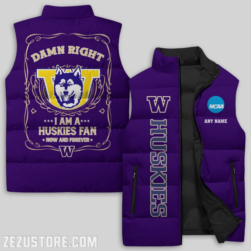 Washington Huskies NCAA Sleeveless Puffer Jacket Custom For Fans Gifts