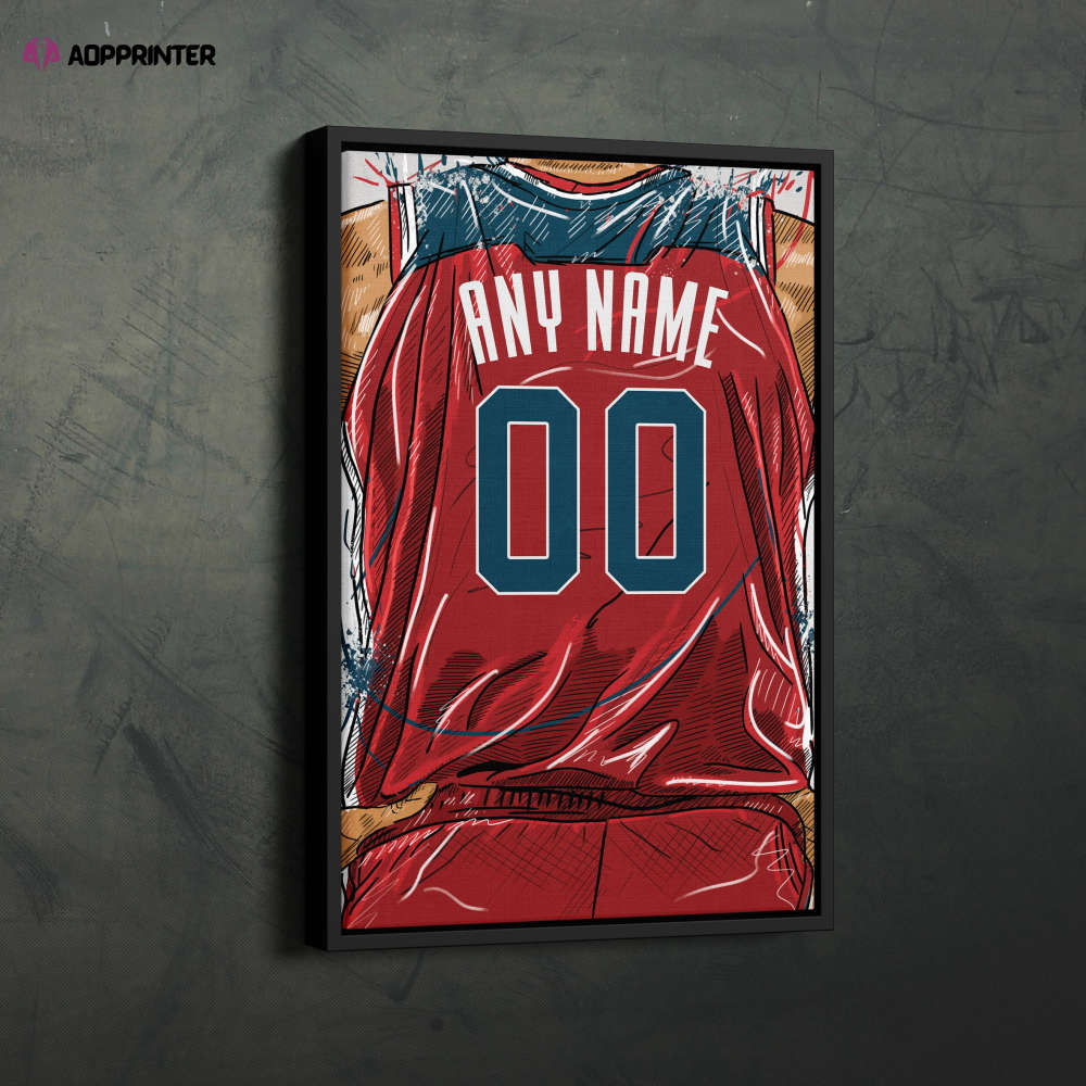 Washington Wizards Jersey Personalized Jersey NBA Custom Name and Number Canvas Wall Art Home Decor Framed Poster Man Cave Gift