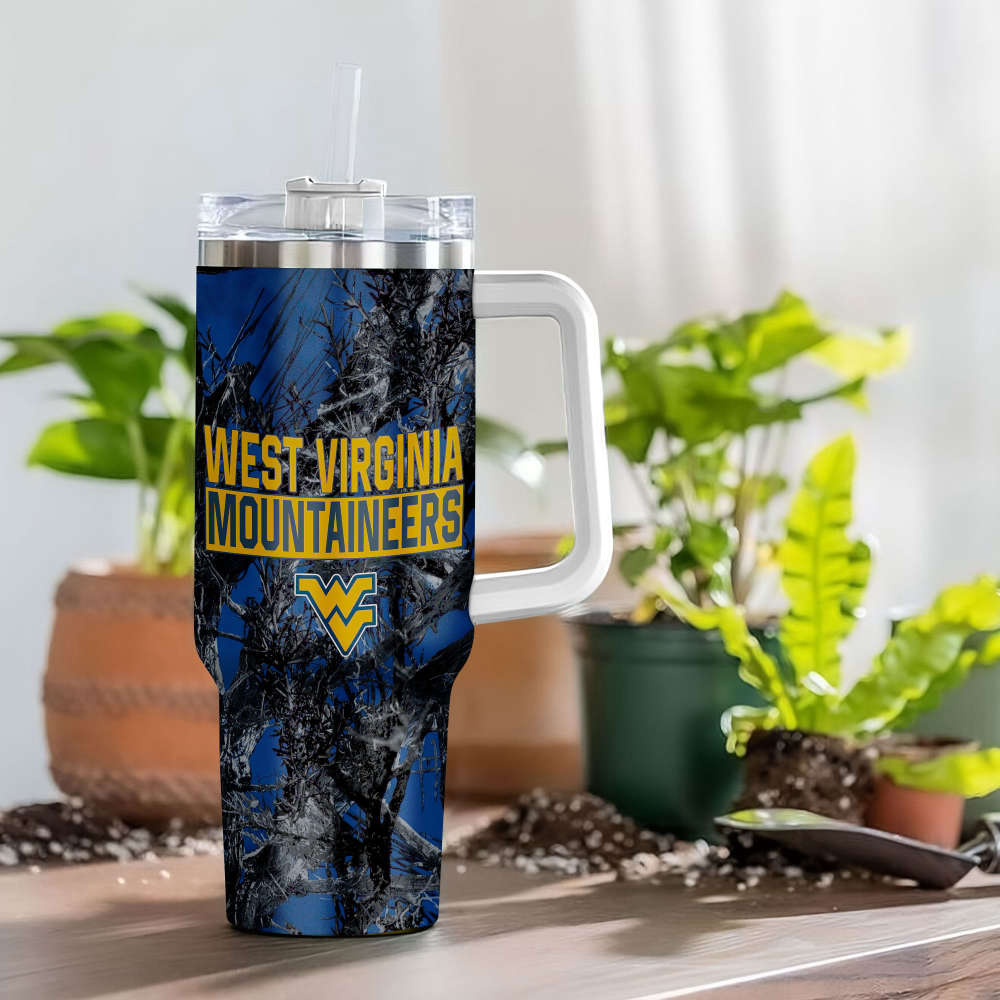 West Virginia Mountaineers NCAA Hunting Personalized Stanley Tumbler 40oz Gift for Fans