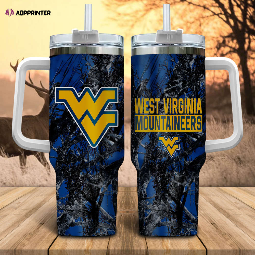 West Virginia Mountaineers NCAA Hunting Personalized Stanley Tumbler 40oz Gift for Fans