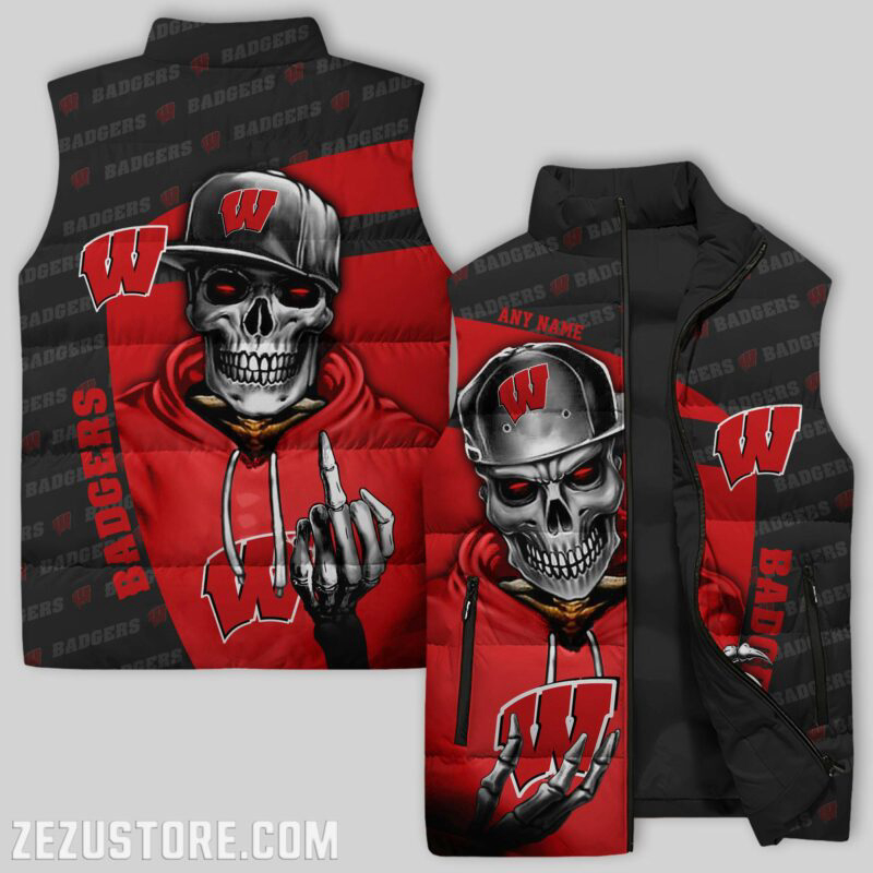 Wisconsin Badgers NCAA Sleeveless Puffer Jacket Custom For Fans Gifts