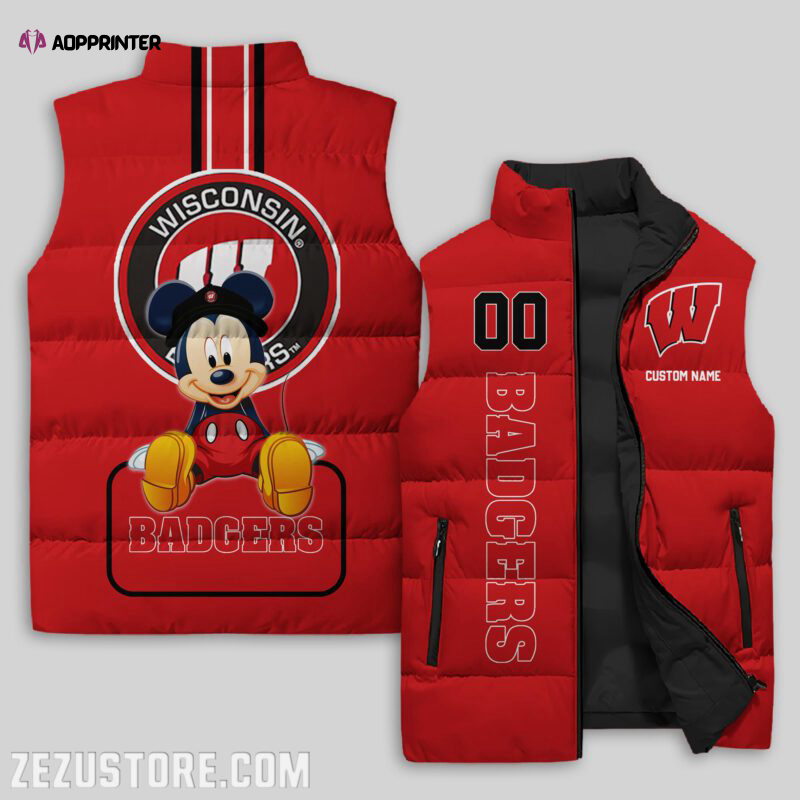 Wisconsin Badgers NCAA Sleeveless Puffer Jacket Custom For Fans Gifts