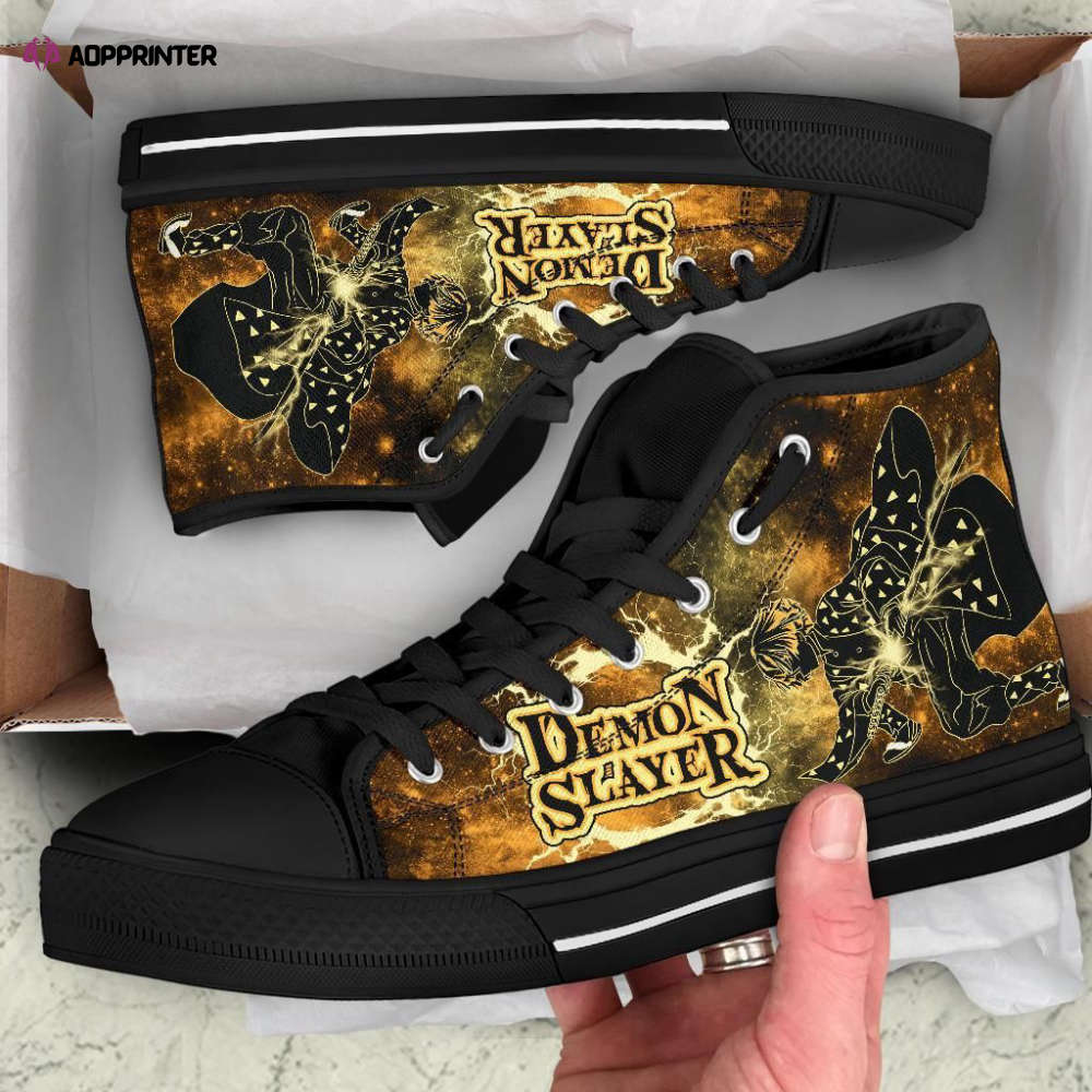 Zenitsu High Top Shoes Custom For Fans Demon Slayer Anime