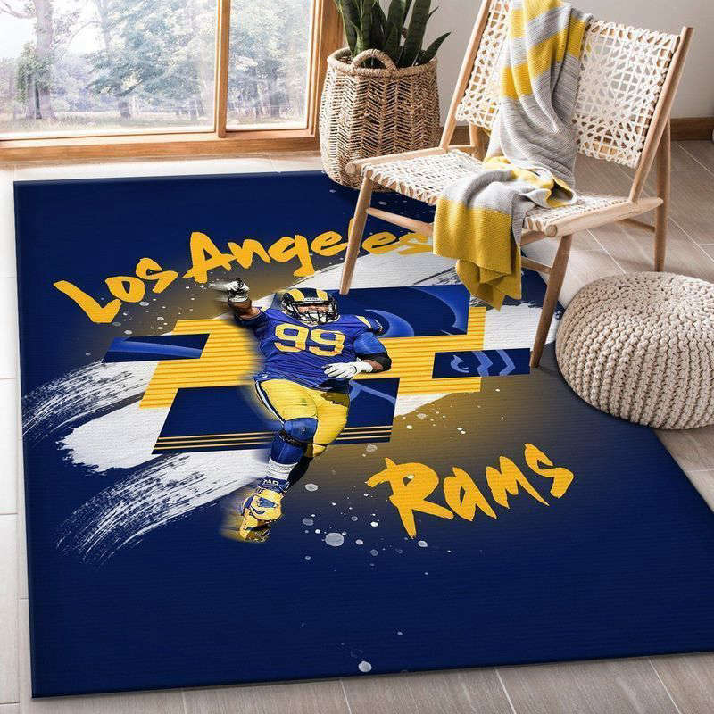 Aaron Donald 99 Los Angeles Rams Rug Living Room Floor Decor Fan Gifts