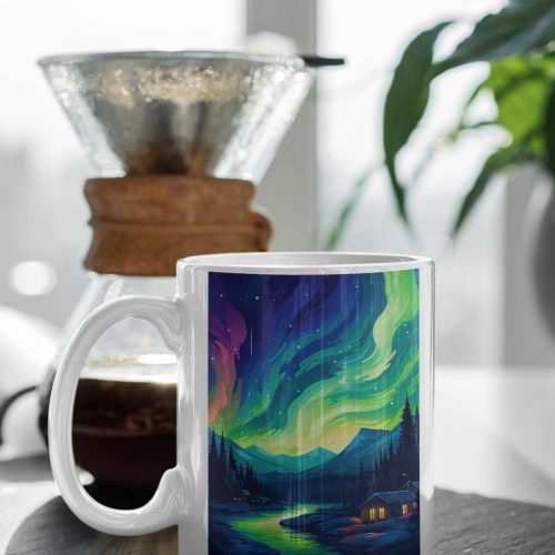 Alaska Northern Lights Nice View Lake North View Mug Alaska Mug Gift For Her Gift For Him 11 oz Ceramic Mug Gift