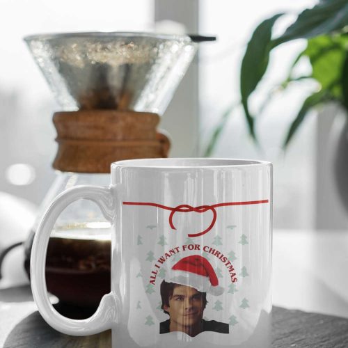 All I Want For Christmas Is Damon Salvatore The Vampire Diaries Christmas Mug White 11 oz Ceramic Mug Gift