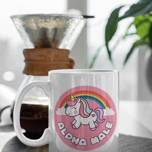 Alpha Male Mug Funny Meme Unicorn Gift Prank Fathers Day Gift Funny Coffee Mug Gift For Him Meme Gift White 11″ Mug Gift Birthday Gift