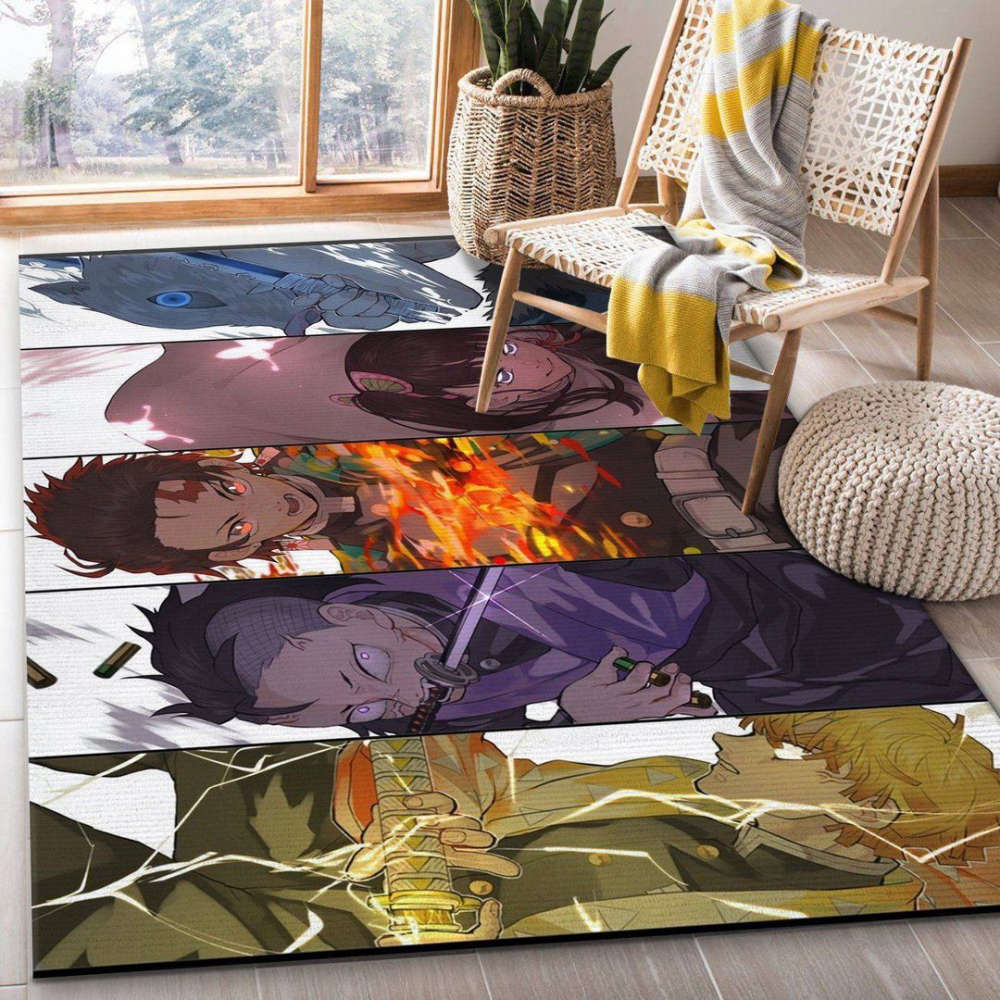 Anime Demon Slayer V2 Rug Living Room Floor Decor Fan Gifts