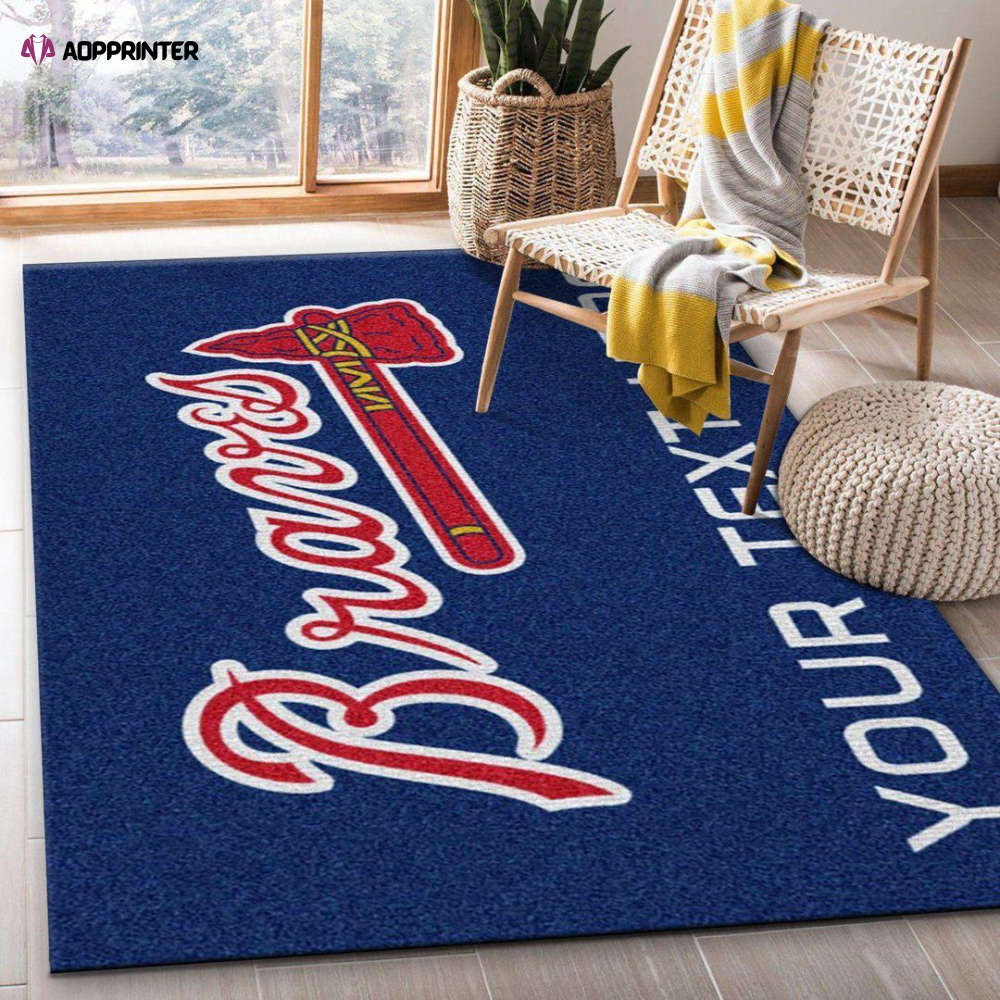 Atlanta Braves Rug Living Room Floor Decor Fan Gifts