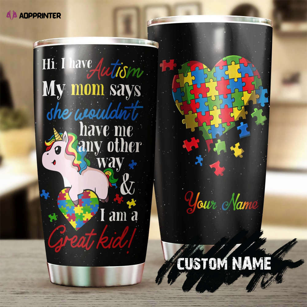 Autism I Am A Great Kid Unicorn Personalized Steel Tumbler