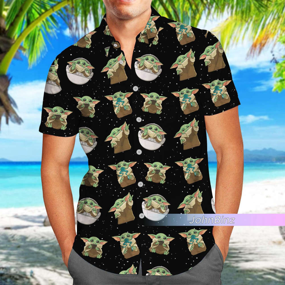 Baby Yoda Shirt: Hawaiian Button Star Wars Aloha Shirts – Perfect Vacation Gift for Her