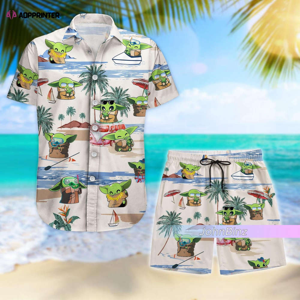 Baby Yoda Hawaiian Shirt – Grogu Button Shirt & Tropical Shorts for Men – Gifts for Him