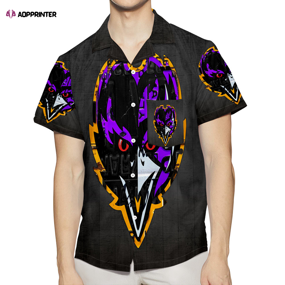 Baltimore Ravens Logo8 3D All Over Print Summer Beach Hawaiian Shirt With Pocket