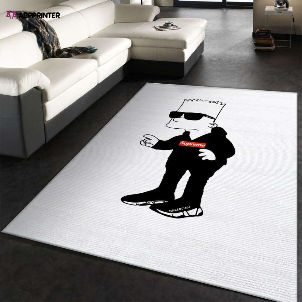 Bart Simpson Rectangle Rug Living Room Floor Decor Fan Gifts