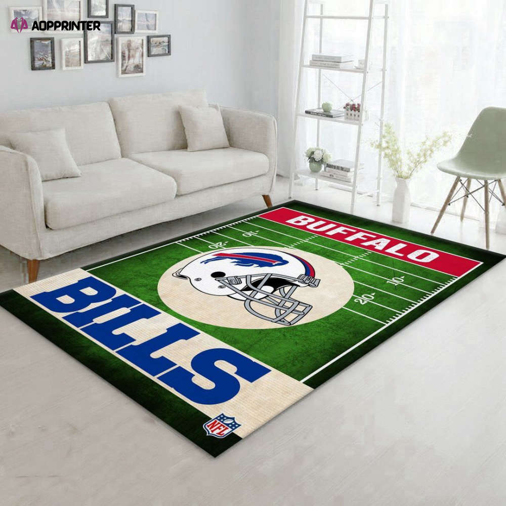 Buffalo Bills End Zone Rug Living Room Floor Decor Fan Gifts