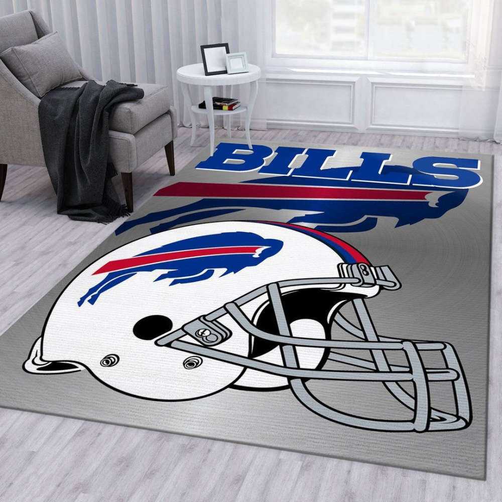 Buffalo Bills Metallic Rug Living Room Floor Decor Fan Gifts