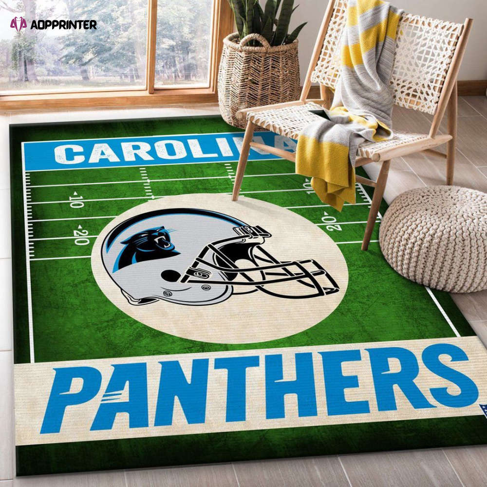 Carolina Panthers End Zone Rug Living Room Floor Decor Fan Gifts