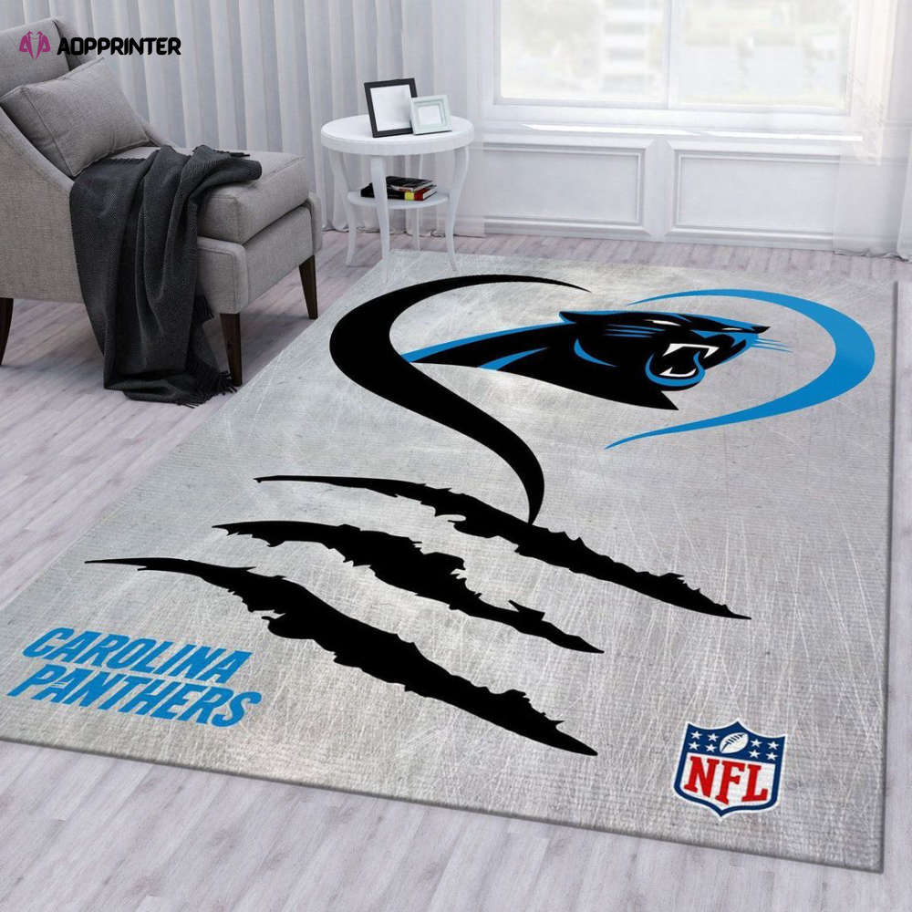 Carolina Panthers Stripe Rug Living Room Floor Decor Fan Gifts
