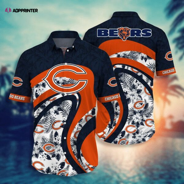 Chicago Bears Leaf Orange Curve Hawaiian Shirt