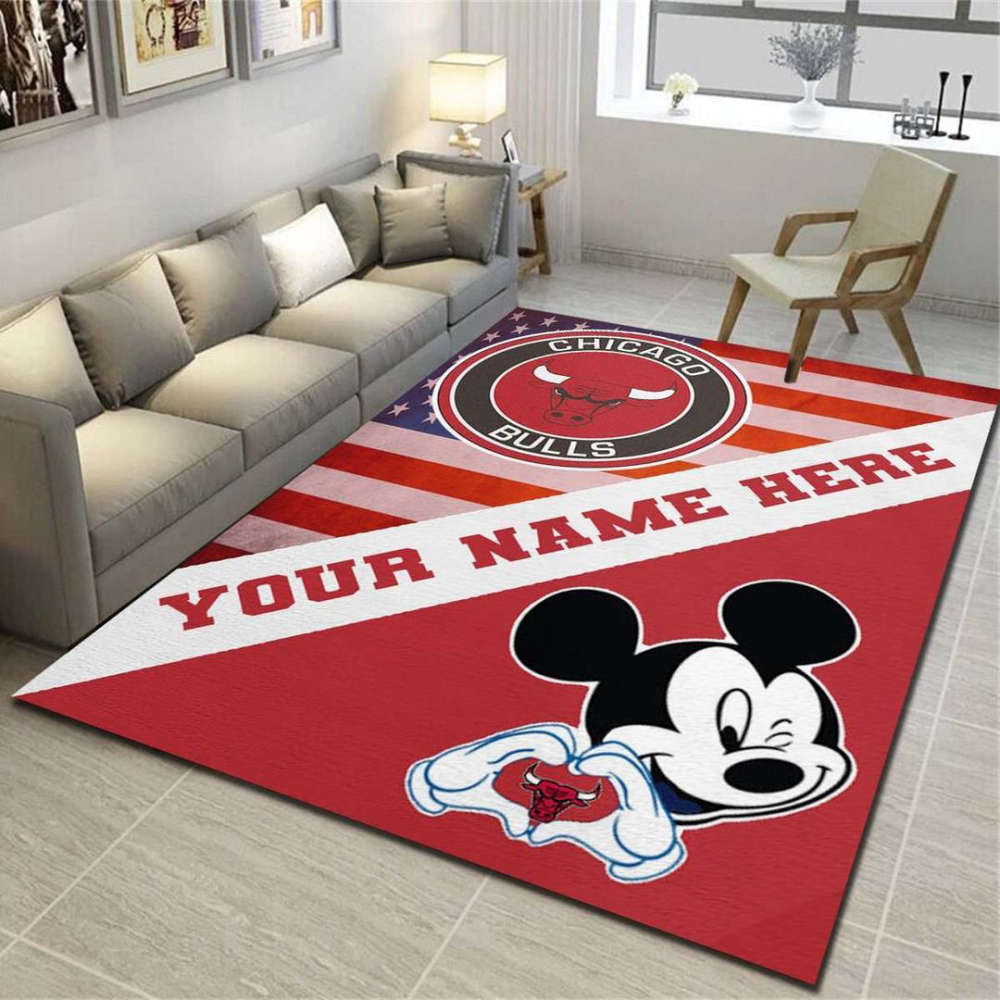 Chicago Bulls Mickey Rug Living Room Floor Decor Fan Gifts