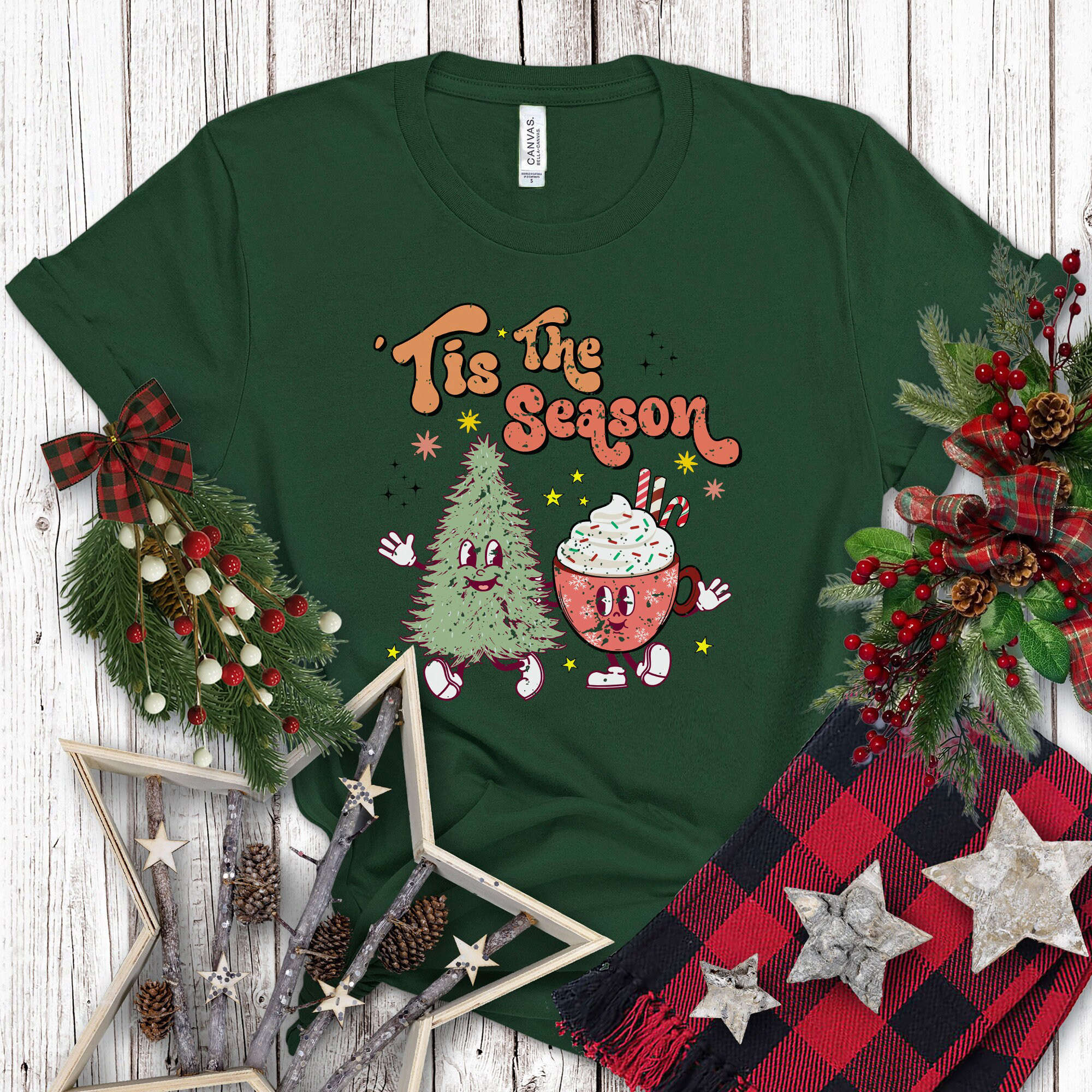 Get Festive with Retro Christmas Shirts: Santa Trees Crewnecks – Perfect for Merry Christmas & Vacation In My Era Shirt