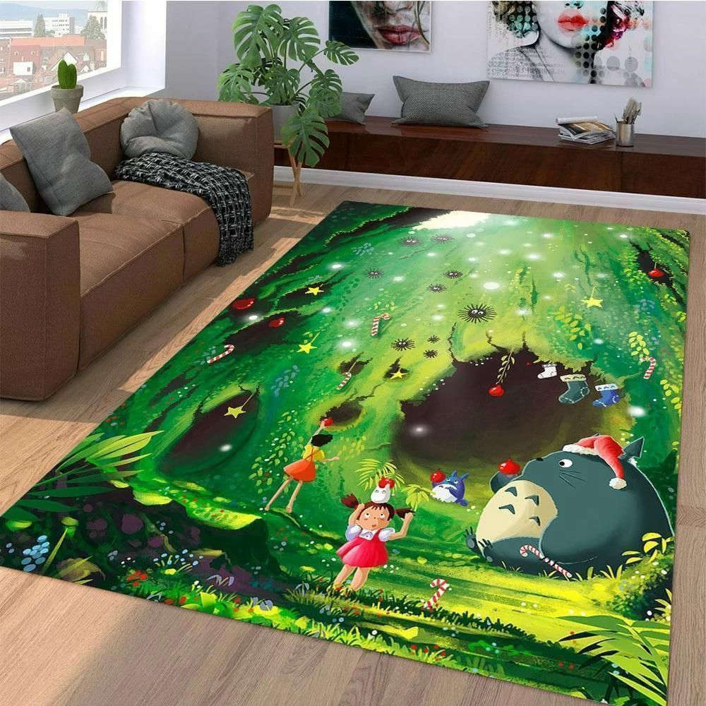 Christmas Totoro Rug Living Room Floor Decor Fan Gifts