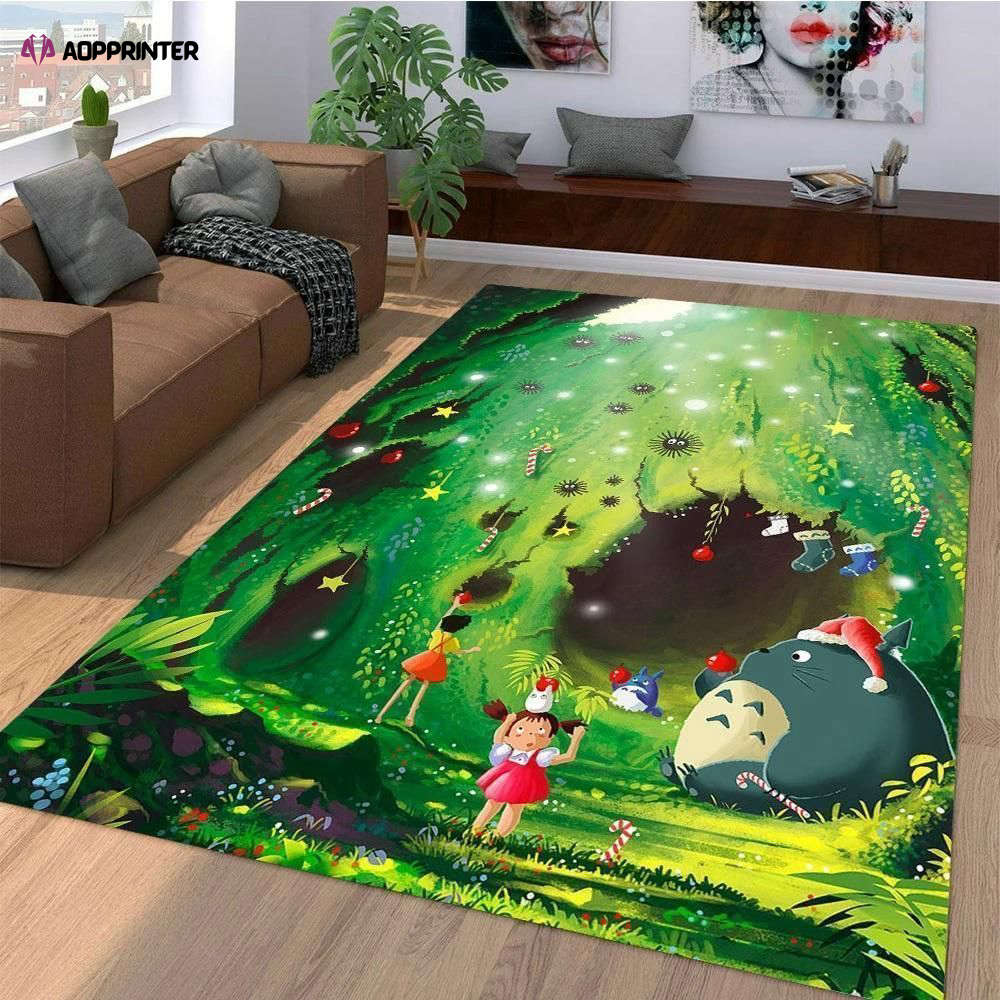 Christmas Totoro Rug Living Room Floor Decor Fan Gifts