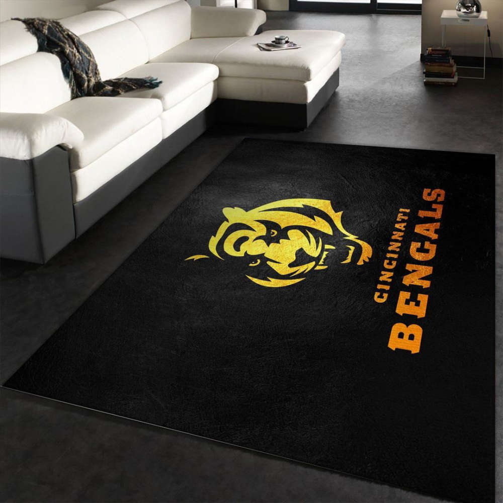 Cincinnati Bengals Gold Rug Living Room Floor Decor Fan Gifts