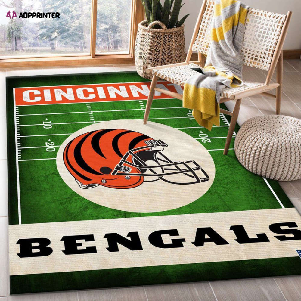 Cincinnati Bengals Helmet Rug Living Room Floor Decor Fan Gifts