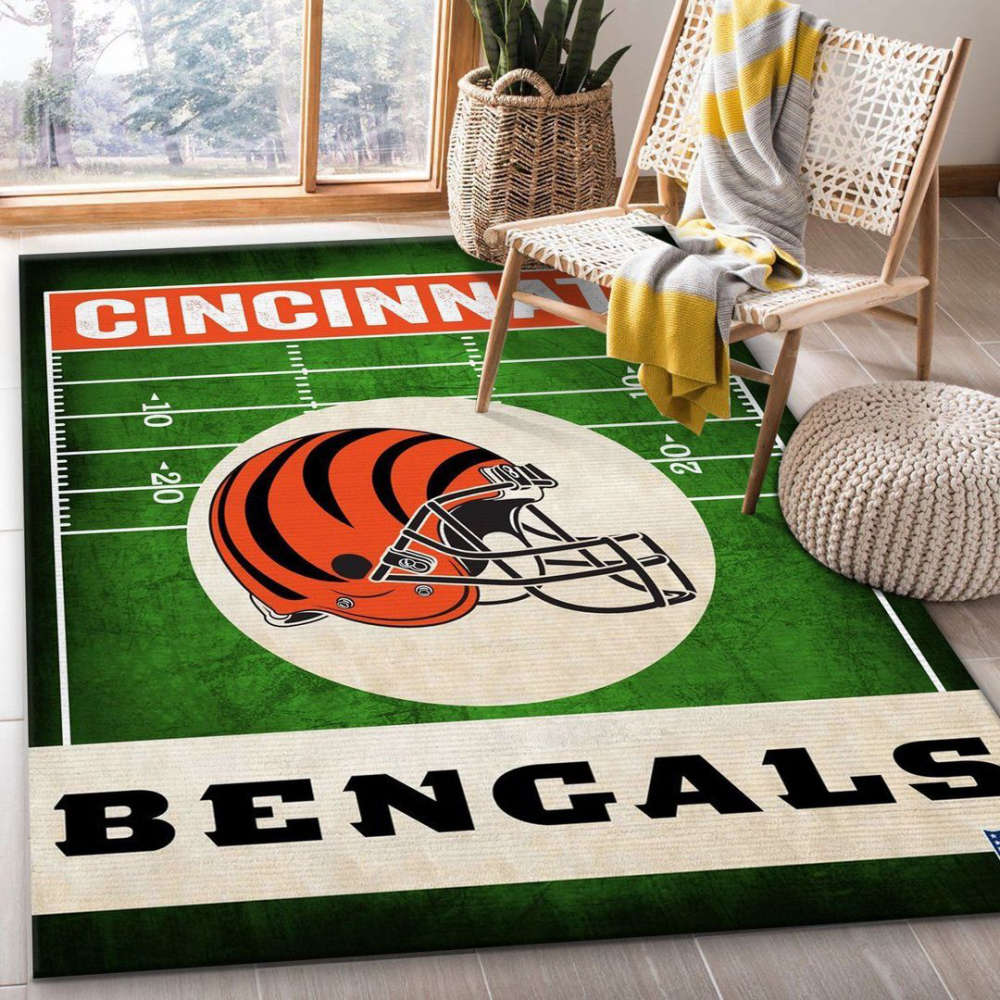 Cincinnati Bengals Helmet Rug Living Room Floor Decor Fan Gifts