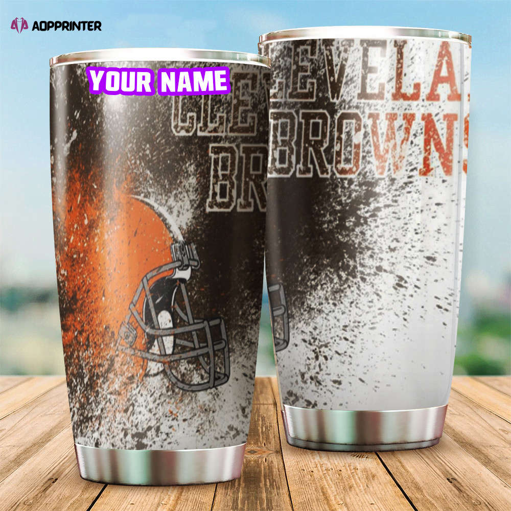 Cleveland Browns Logo Art v1 Personalized Foldable Stainless Steel Tumbler Cup Keeps Drinks Cold And Hot