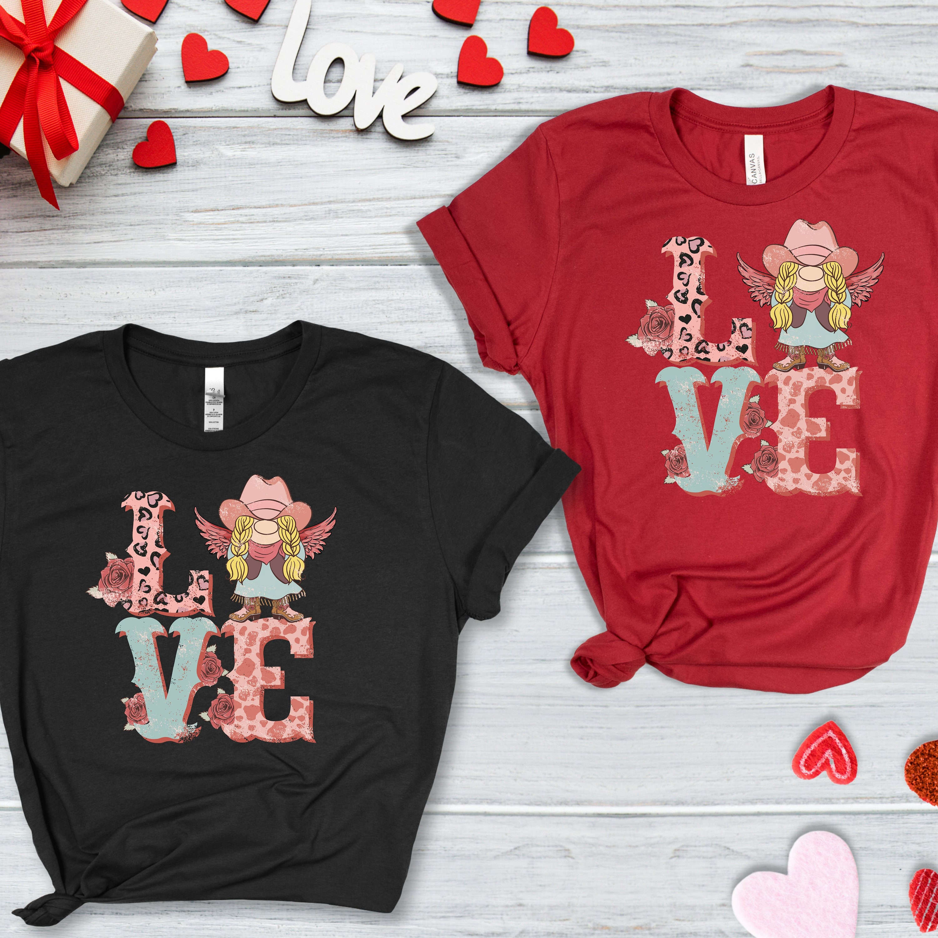 Retro Cowboy Love Shirt: Perfect Valentine s Day Gift for Her Heart Tee for Women