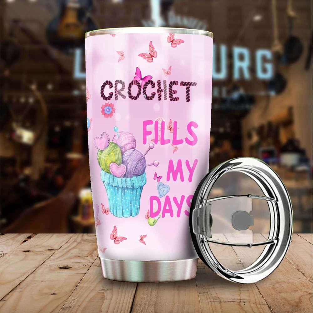 Crochet Fills My Days Personalized Stainless Steel Tumbler