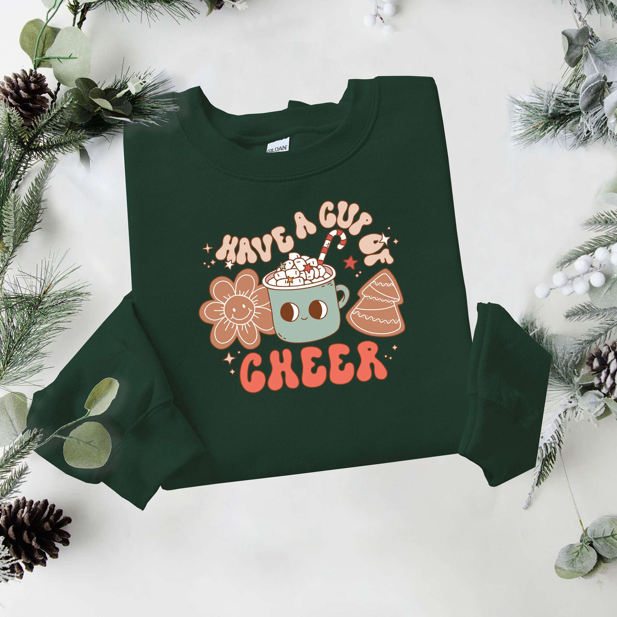 Cup Of Cheer Christmas Shirt, Christmas Sweatshirt, Womens Christmas Shirt, Christmas Gift, Christmas Sweater, Holiday Retro Sw eatshirt
