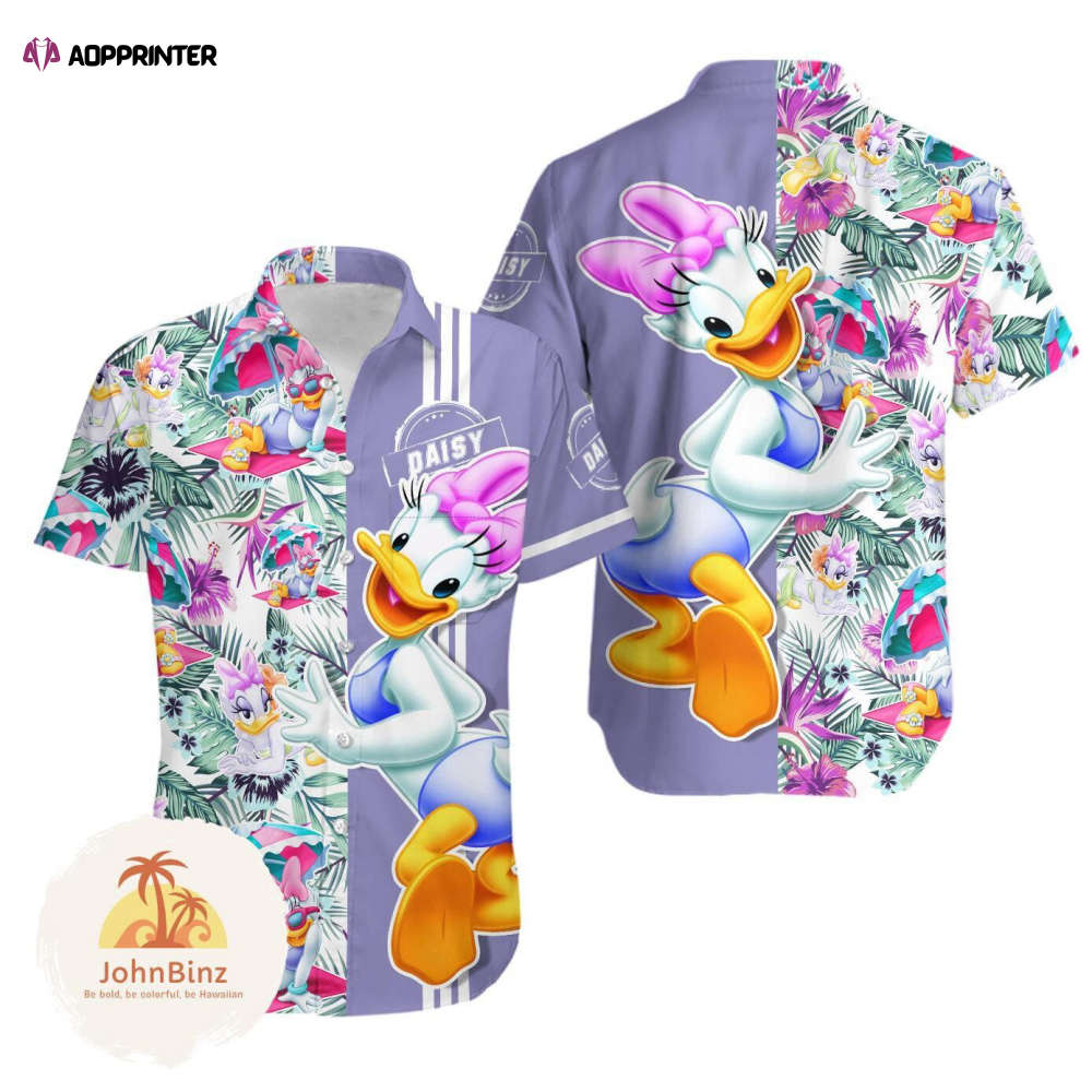 Daisy Button Shirt for Women – Disney Daisy Duck Hawaiian Style Short Sleeve & Stylish