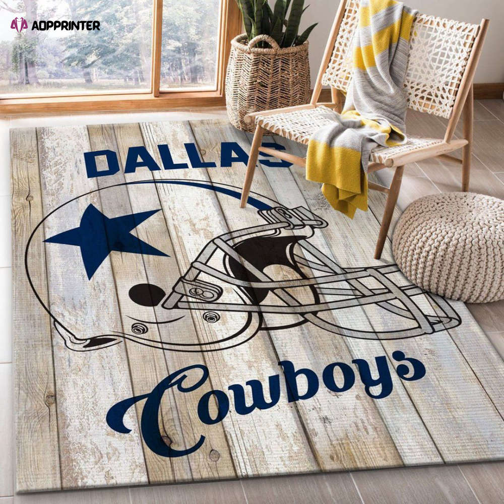 Dallas Cowboys Helmet Wood Rug Living Room Floor Decor Fan Gifts