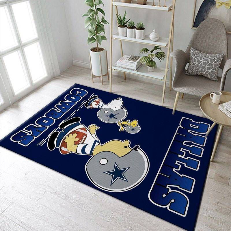 Dallas Cowboys Snoopy Dog Peanuts Rug Living Room Floor Decor Fan Gifts
