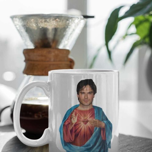 Damon Salvatore Jesus Meme Team Damon The Vampire Diaries Merch Mystic Falls Coffee Mug TVD Mug 11″ Ceramic Mug Gift