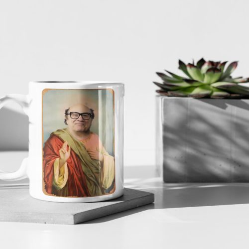 Danny DeVito Jesus Meme, Danny DeVito Funny, Danny DeVito Fan Gift, Meme Gift For Her, Gift For Him, 11″ Ceramic Mug Gift