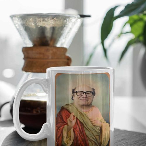 Danny DeVito Jesus Meme, Danny DeVito Funny, Danny DeVito Fan Gift, Meme Gift For Her, Gift For Him, 11″ Ceramic Mug Gift