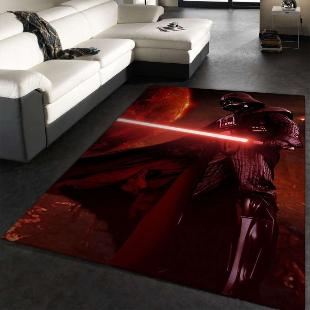 Darth Vader With Light Saber Star Wars Rug Living Room Floor Decor Fan Gifts