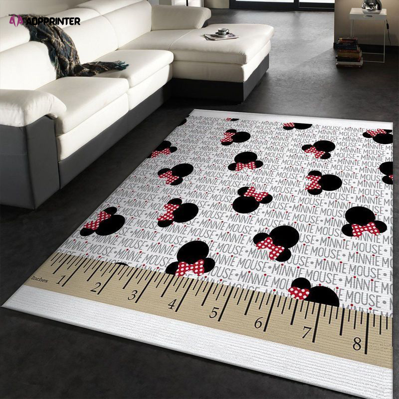 Disney Minnie Mouse Heads And Bows Cotton Fabric Rug Living Room Floor Decor Fan Gifts
