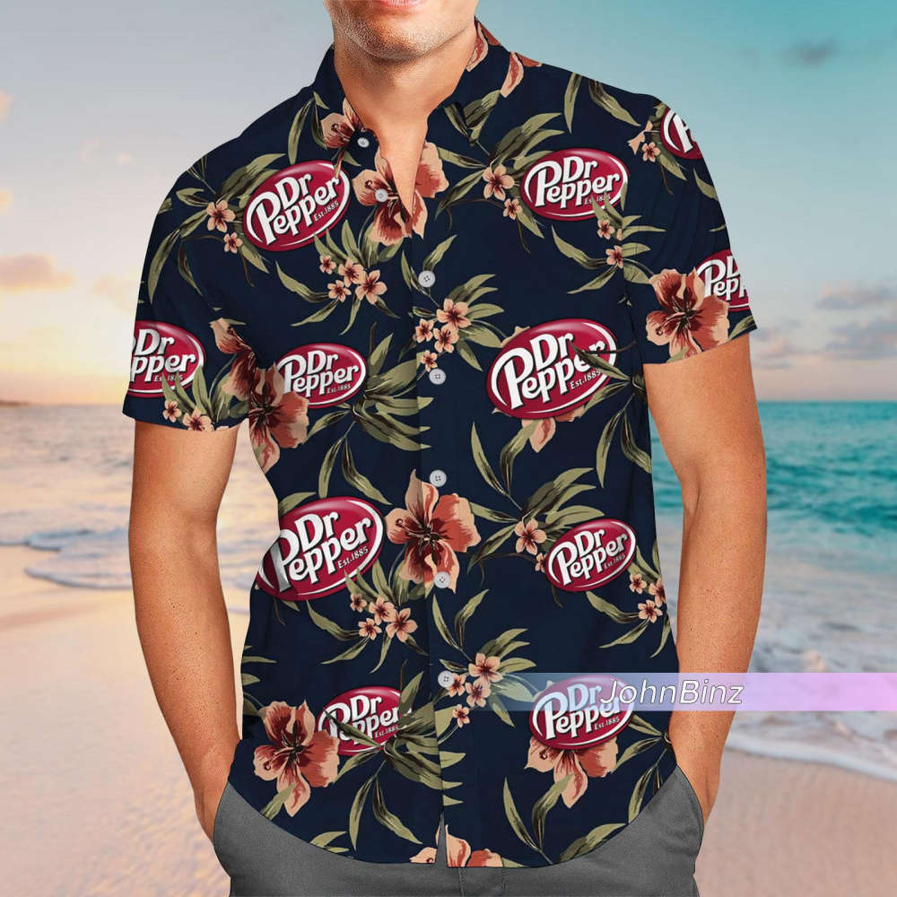 Dr Pepper Hawaiian Shirt & Beachwear: Unisex Button Down Shorts & Gifts