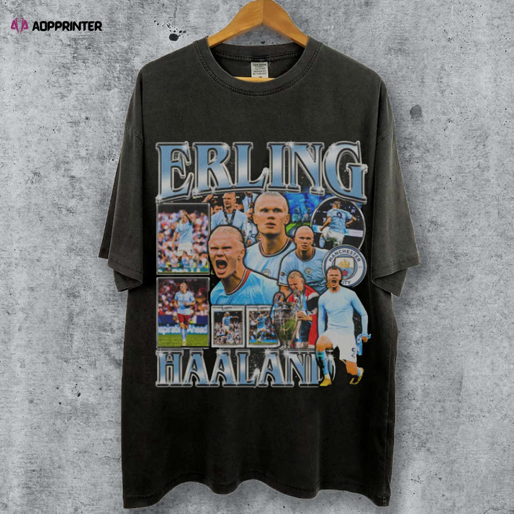 Erling Haaland Retro T-Shirt: Classic 90s Graphic Tee for Soccer Fans – Vintage Bootleg Sport Tee