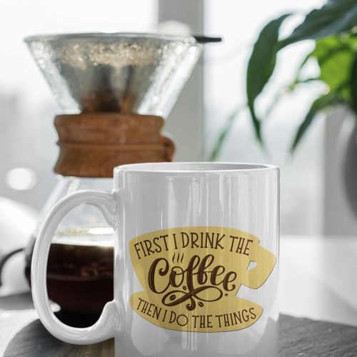 First I Drink The Coffe Then I Do The Things Luke’s Stars Hollow Gilmore Girls Yellow Logo White 11 oz Ceramic Mug Gift